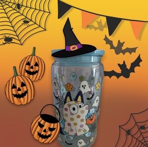 Bluey Halloween Themed Plastic Cup And Straw.